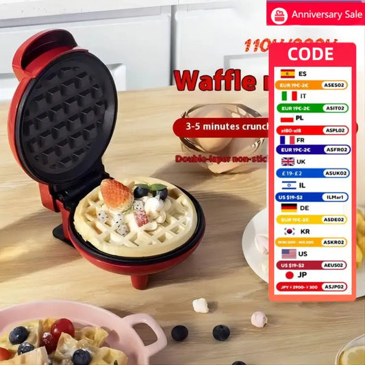 🧇✨ Mini Waffle Maker – Πολυλειτουργική Ηλεκτρική Συσκευή για Βάφλες, Τοστ & Κέικ 🍓 Απόλαυσε τέλειες βάφλες και σνακ στο λεπτό – ιδανικό για μικρές κουζίνες & φοιτητικά σπίτια!