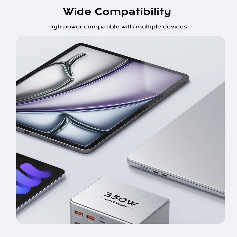 ⚡🔌 330W GaN Desktop Charger – 10 Θύρες (6×USB-C + 4×USB-A) PD 3.0 / PPS / QC 3.0