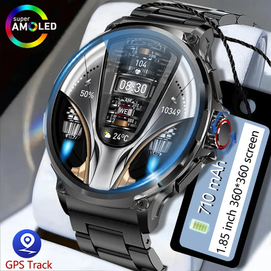 ⌚ New 1.85” GPS Smart Watch – Για Xiaomi & iOS | Ultra HD AMOLED Οθόνη | Bluetooth Κλήσεις | 710mAh Μπαταρία | IP68 Αδιάβροχο 🌊