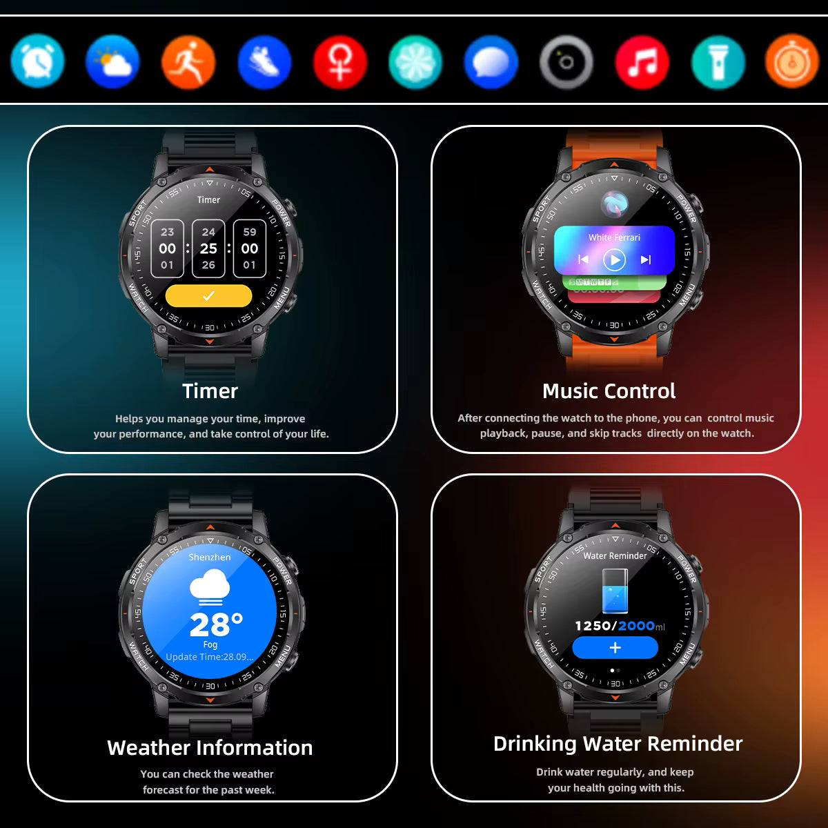 Military Smartwatch με 1400mAh Μπαταρία & Bluetooth Calling