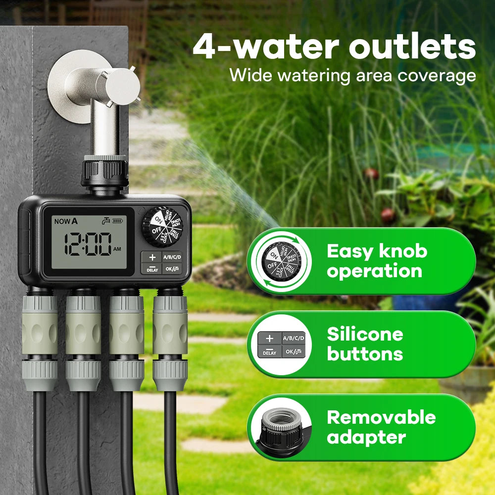 🌱💧 Eshico HCT-M09 Smart 4-Outlet Water Timer 🚿 (Αυτόματο Σύστημα Ποτίσματος Κήπου)