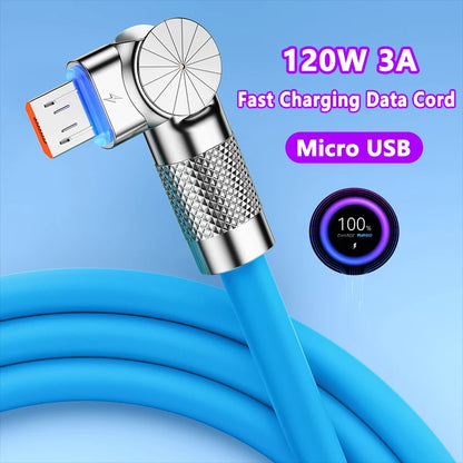 🎮⚡ Micro USB 120W 3A Elbow Fast Charging Cable – Για Gaming & Γρήγορη Φόρτιση 📱