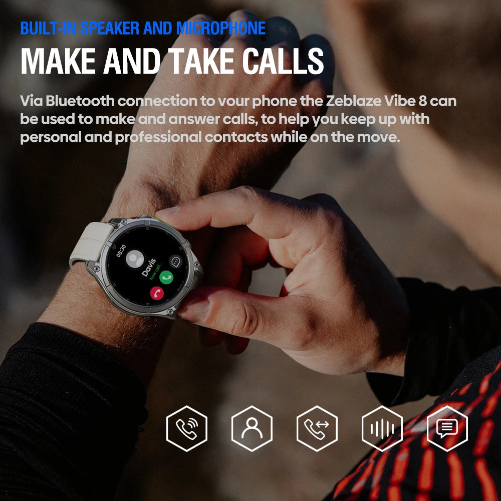 Zeblaze VIBE 8 Smartwatch – AMOLED 1.43’’ | Κλήσεις από το Ρολόι | Φακός | Ανοξείδωτο Ατσάλι