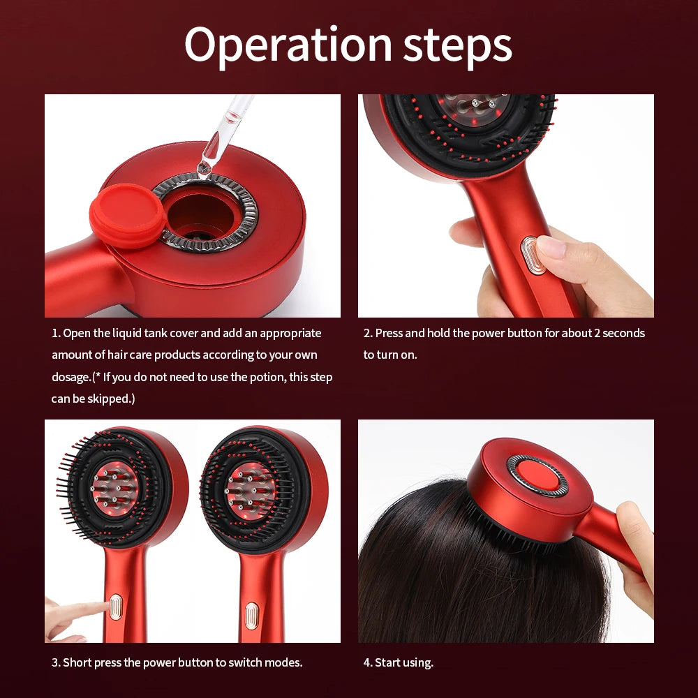 💆‍♀️ Electric Vibration Massage Comb – Κόκκινο Φως & Μασάζ για Ανάπτυξη Μαλλιών & Αντιμετώπιση Τριχόπτωσης