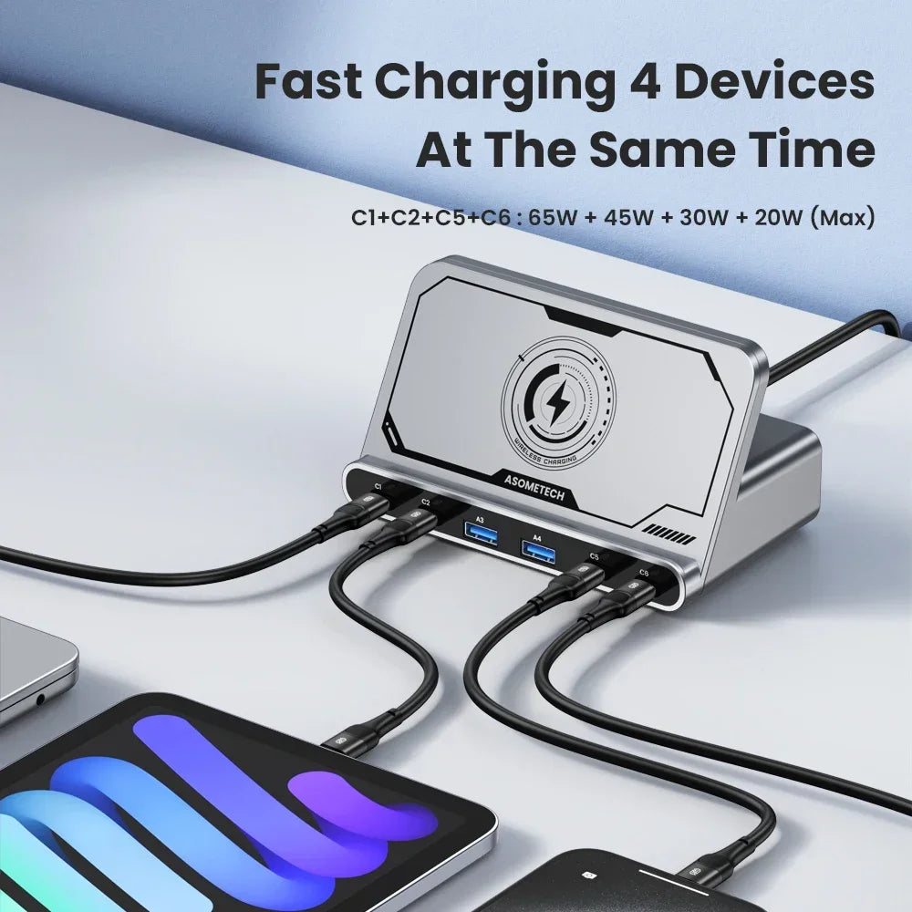160W USB Charging Station – Ασύρματη Φόρτιση & GaN PD/PPS Fast Charger