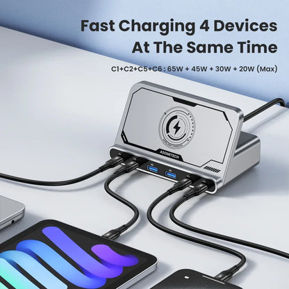 160W USB Charging Station – Ασύρματη Φόρτιση & GaN PD/PPS Fast Charger
