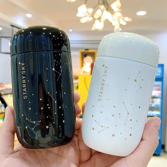 🌌 Mini Θερμός Starry Sky 200ml | 304 Stainless Steel Vacuum Flask – Leakproof Coffee Mug