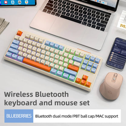 🎮⌨️🖱️ M87 Wireless Keyboard & X7 Mouse – Dual Mode Bluetooth Gaming Σετ με RGB Rainbow Light 🌈🔥
