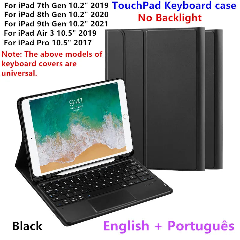 💻✨ Keyboard Case με Touchpad & Backlight – Συμβατό με iPad 7/8/9th Gen, Air3 & Pro 10.5" ✨📱