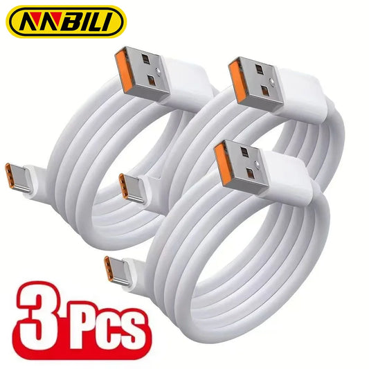 ⚡🔌 NNBILI Σετ 3 Καλώδια USB Type-C – Super Fast Charging 6A 📱 Για Samsung, Huawei, Xiaomi, Redmi