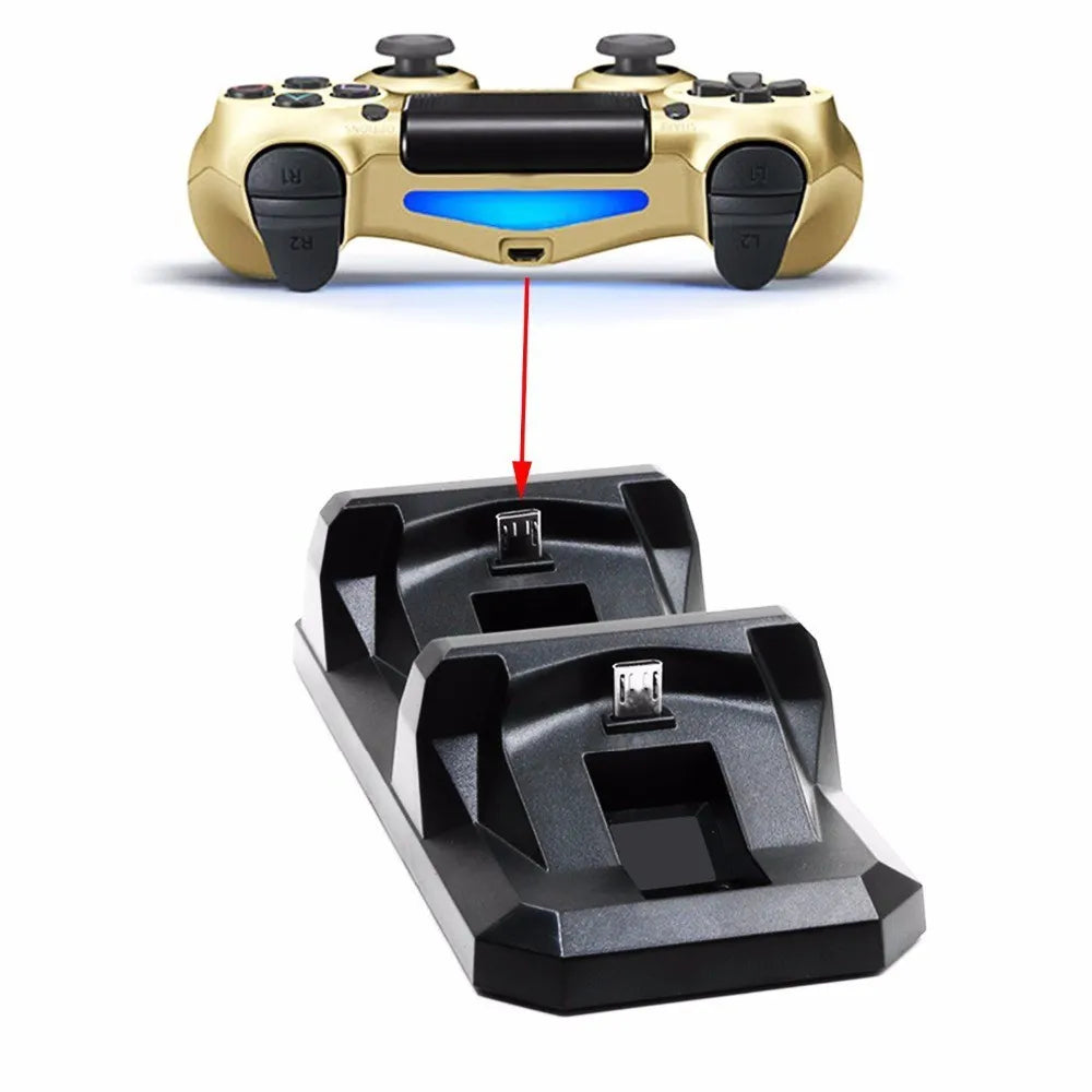 🎮 USB Dual Charging Dock για PS4 / PS4 Slim / PS4 Pro Controllers | Fast Charge 2A | Stand Holder για 2 Χειριστήρια | Περιλαμβάνει USB Καλώδιο