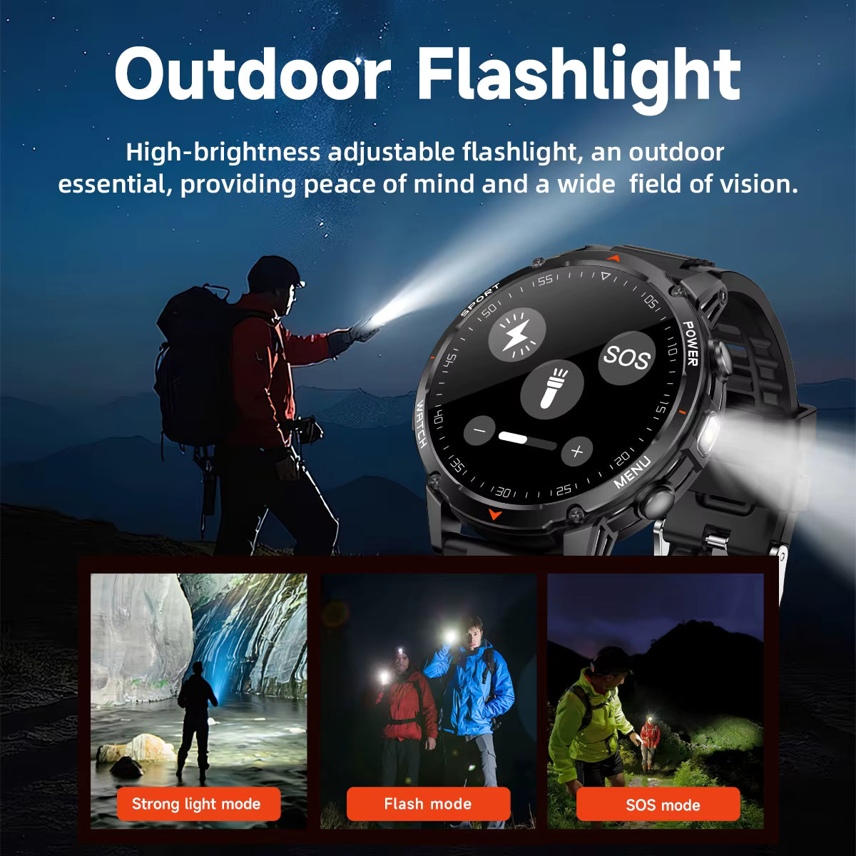 Military Smartwatch με 1400mAh Μπαταρία & Bluetooth Calling