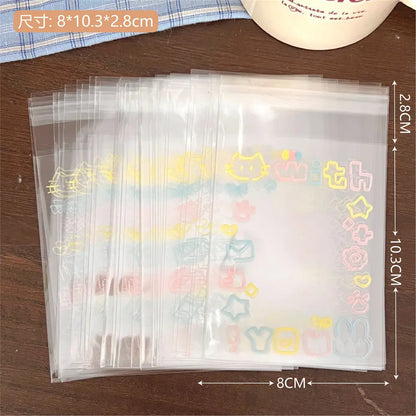 😺 Graffiti Kitten Αυτοκόλλητες Σακούλες – 20/50/100pcs | OPP Gift Bags για Συσκευασία Καρτών & Μικρών Δώρων