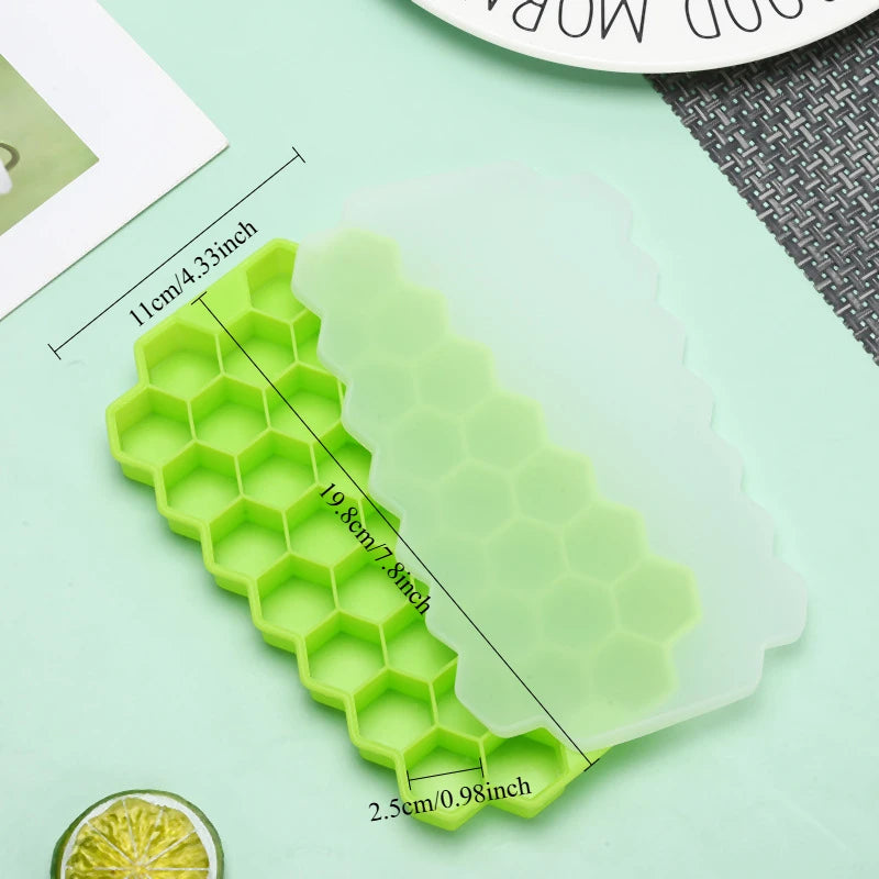 🧊🍯 Honeycomb Ice Cube Trays – Σιλικονούχα Φόρμα Παγάκια Κυψέλης με Καπάκι ✨ (1/2/4 τεμάχια)
