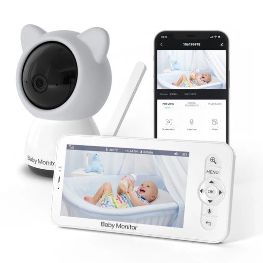 📹👶 WiFi Baby Monitor – MBOSS HD 5" LCD & Mobile App Control Η απόλυτη λύση για την ασφάλεια και την ηρεμία σου, προσφέροντας συνεχή επόπτευση του μωρού σου, όπου κι αν βρίσκεσαι! 🍼💖