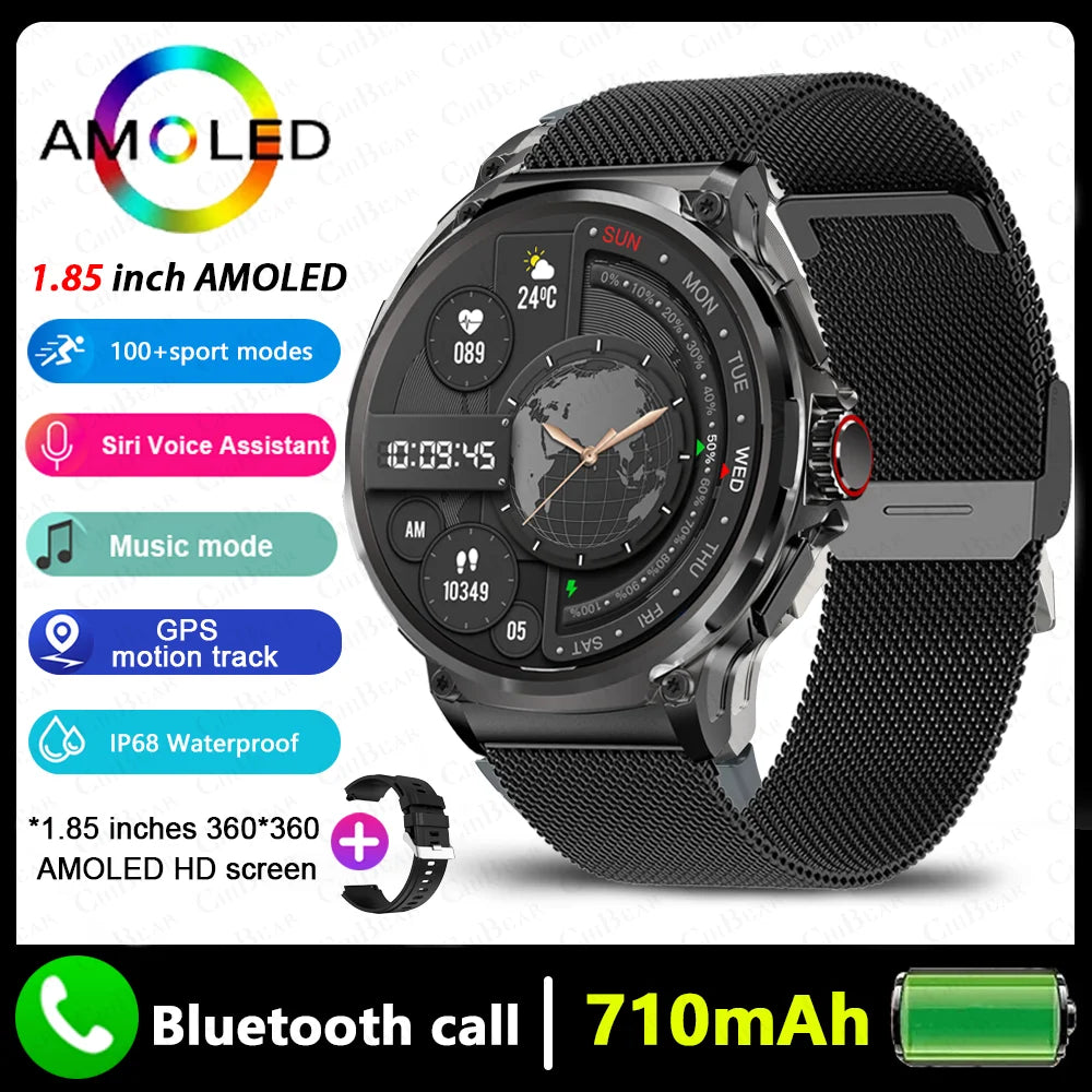 ⌚ New 1.85” GPS Smart Watch – Για Xiaomi & iOS | Ultra HD AMOLED Οθόνη | Bluetooth Κλήσεις | 710mAh Μπαταρία | IP68 Αδιάβροχο 🌊