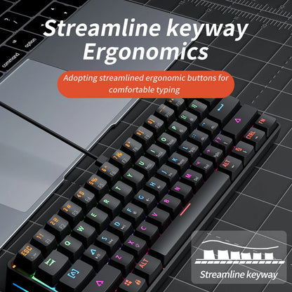 ⌨️ MUCAI MK61 Mechanical Gaming Keyboard 60% • 61 Keys • Red Switches • Hot-Swap • RGB • Detachable Cable • FPS Optimized
