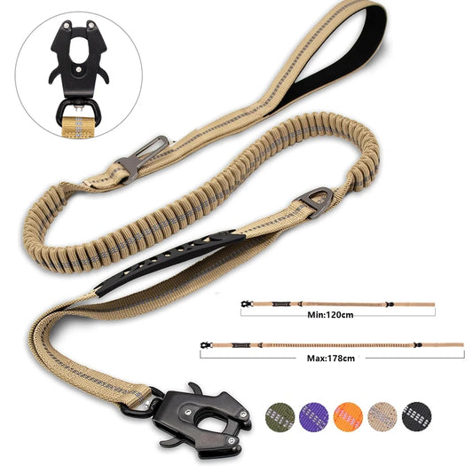 🚘🐕 Reflective Shock-Absorbing Dog Leash with Car Seatbelt – Tactical & Ανθεκτικό Bungee Λουρί 💥🦴 Αντοχή, έλεγχος & ασφάλεια – στη βόλτα και στο αυτοκίνητο!