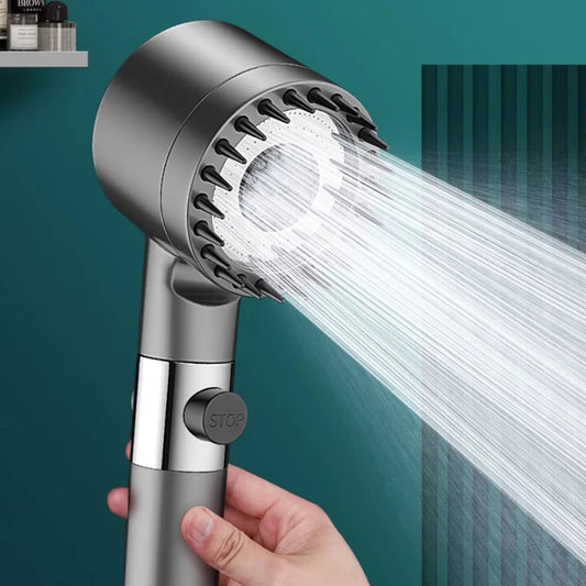 🚿 Τηλέφωνο Ντους Υψηλής Πίεσης με Φίλτρο & Massage Brush – 3 Λειτουργίες & Rain Faucet Design