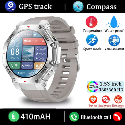 ⌚ 2025 New Men Sports Smart Watch GPS | AMOLED | Heart Rate Monitor | LED Flashlight | NFC | Bluetooth Call | 3ATM Waterproof
