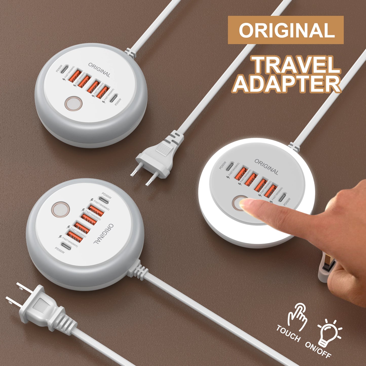 ⚡🔌 50W PD Multi-Port Charger 🚀📱 (4 USB-A + 2 USB-C – EU/US/UK Plug)