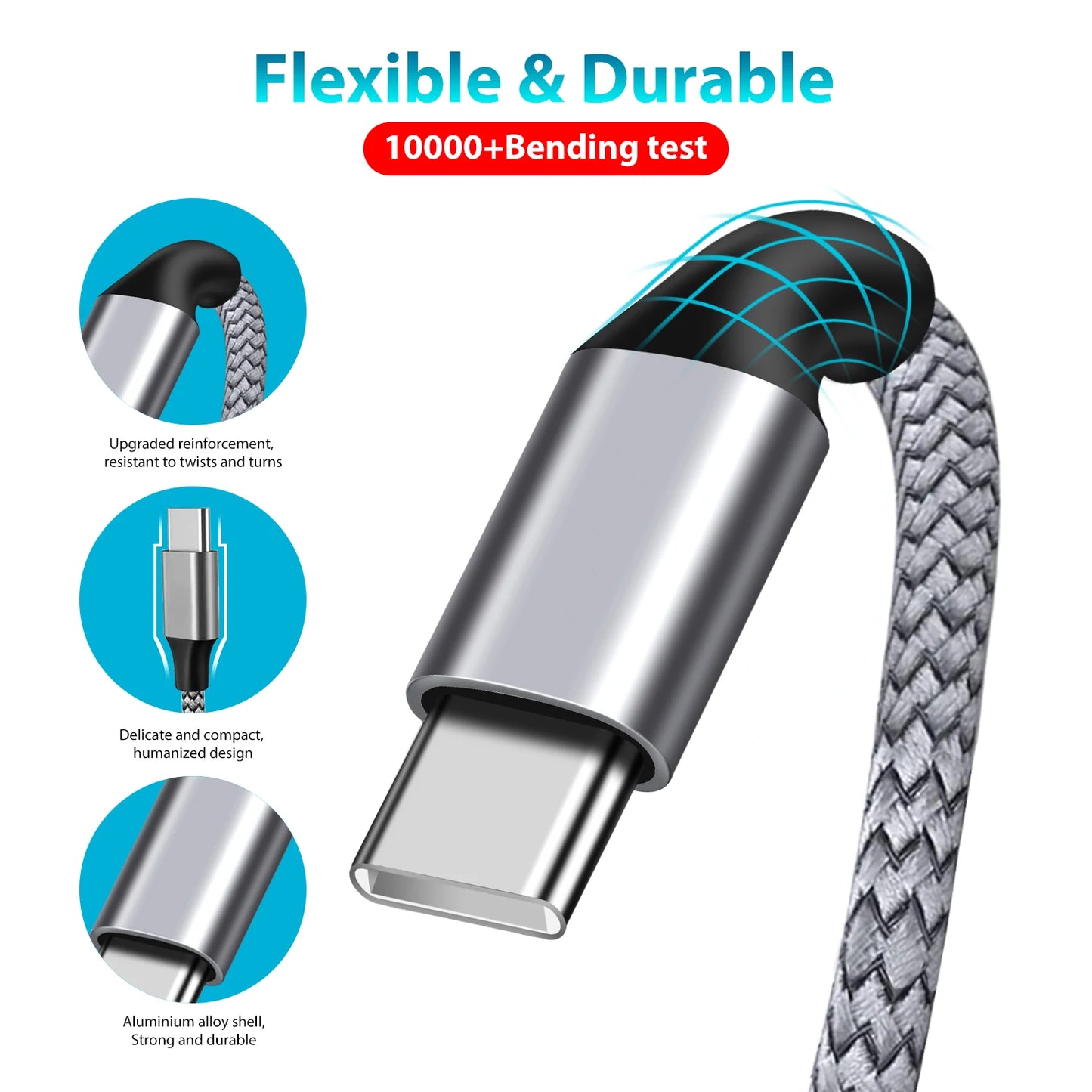 ⚡🔌 Type-C to Type-C PD 60W Fast Charging Cable – Super Long Extending Cable (3m/5m/8m/10m) 🎯