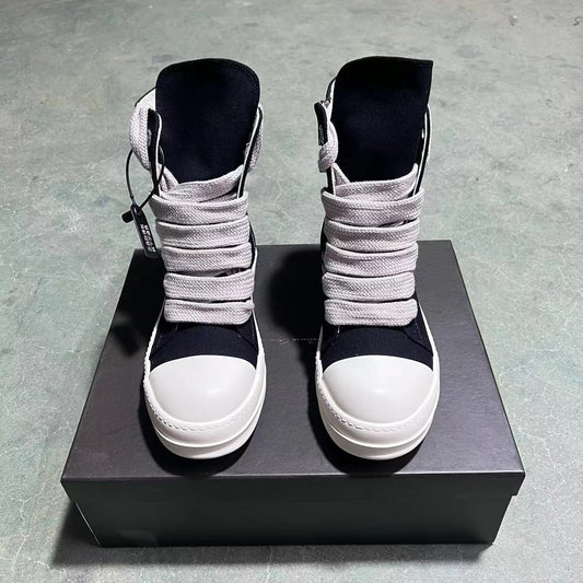 🖤👟 Designer High Top Sneakers – Jumbo Lace Up & Zip Style 👟🖤