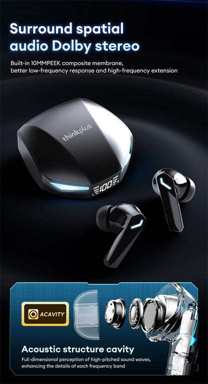 🎧 Lenovo XT53 Ασύρματα Bluetooth 5.4 Earbuds – Gaming Mode, LED Display & Αυτονομία έως 26 Ώρες