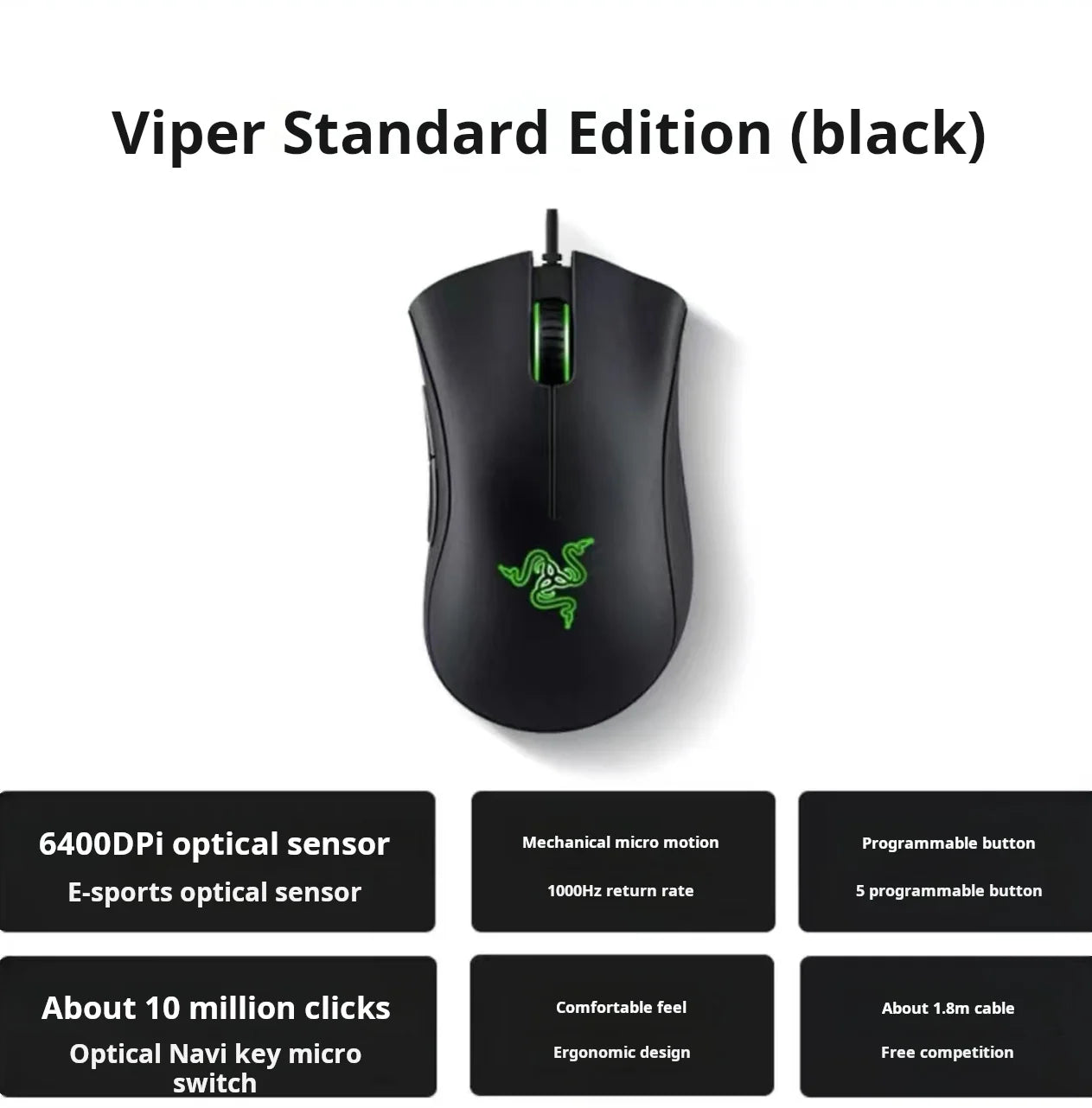 🐍 Razer DeathAdder Essential — Wired Gaming Mouse 6400 DPI • 5 Programmable Buttons • Ergonomic Design • For PC & Laptop ⚡🎮