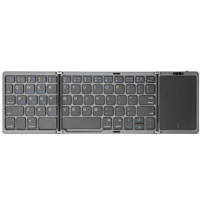 💻🔗 3-Folding Bluetooth Keyboard με Touchpad – Πτυσσόμενο, Επαναφορτιζόμενο, Συμβατό με Windows, Android & iOS! Μικρό σε μέγεθος – Μεγάλο σε δυνατότητες! ✨