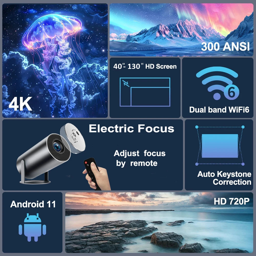 📽️✨ DITONG HY300 Plus Android Projector – Φορητός Προβολέας 4K Decode με Android 11 & WiFi 5G 🎬🏠