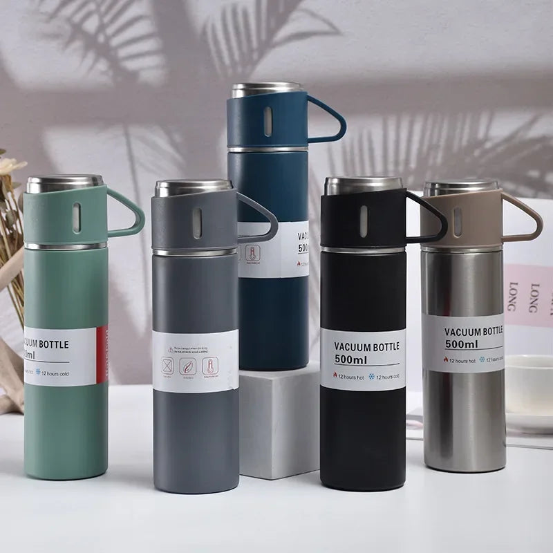🥂🔥 Θερμός 500ml Σετ | 🖤 Business Style Design | ❄️🔥 Ανοξείδωτο 304 | 👩‍❤️‍👨 Ζευγάρια / Δώρο / Γραφείο