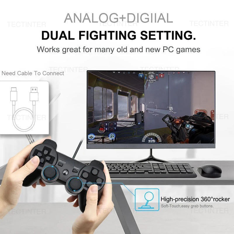 🎮 Bluetooth Ασύρματο Controller για PS3 & PC | Gamepad με Δόνηση, Επαναφορτιζόμενη Μπαταρία & Εργονομικό Σχεδιασμό