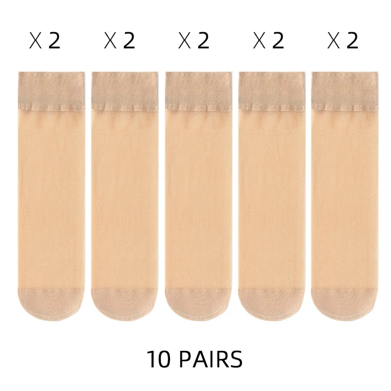 🧦✨ Σετ Διάφανα Κρυστάλλινα Καλτσάκια – Ultra Thin & Anti-Hook ✨🧦 5–20 Ζευγάρια Καλοκαιρινές Γυναικείες Κάλτσες | Crystal Silk Nylon Ankle Socks