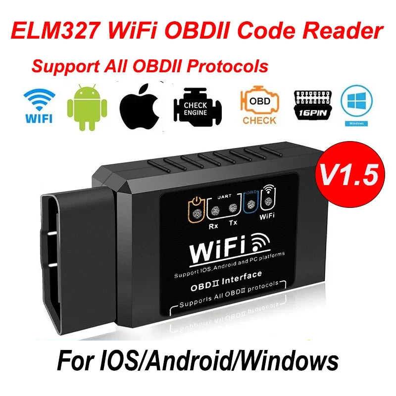 🚘 ELM327 V1.5 WiFi OBD2 Car Diagnostic Tool | Code Reader & Fault Scanner | For Android / iOS / Windows / PC