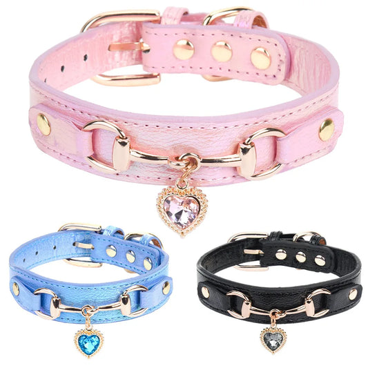 💎🐶 Shiny Rhinestone Pet Collar – Κομψό Δερμάτινο Περιλαίμιο με LOVE Design ✨❤️ Στυλ, λάμψη και άνεση για τη μικρή σου σταρ!