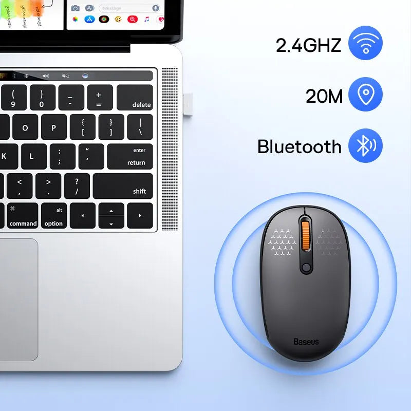 🖱️⚡ Baseus F01B Tri-Mode Wireless Mouse – 2.4G / Bluetooth 5.0 / Silent Click
