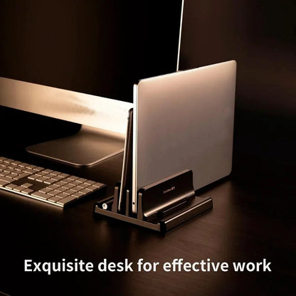 💻📐 Vertical Laptop Stand – Διπλή Κάθετη Βάση Laptop & Tablet με Ρυθμιζόμενο Πλάτος 🎯