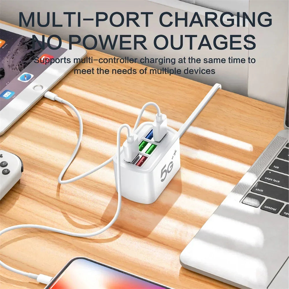 ⚡ Fast USB Charger 6-in-1 – Desktop Power Strip με 5 Θύρες USB + 1 AC