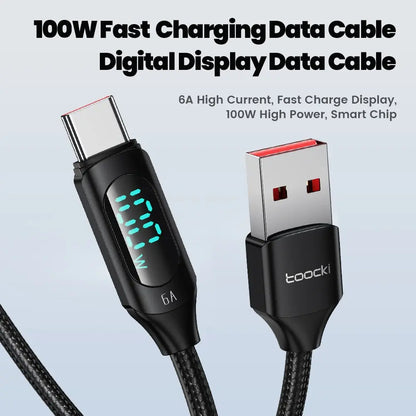 ⚡🔌 Toocki 100W USB-C Fast Charging Cable – Ταχύτατη Φόρτιση με Ψηφιακή Ένδειξη 🎯