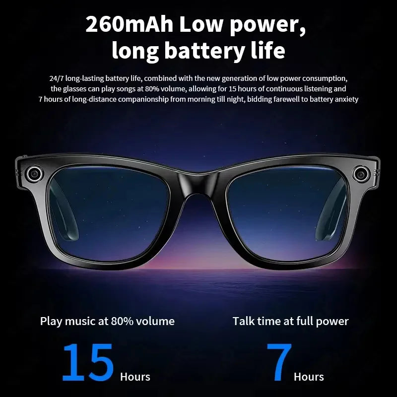 GUHUAVMI W610 AI Smart Glasses - Smart Glasses with 8MP Camera, AI Translation, Bluetooth Calls & Music