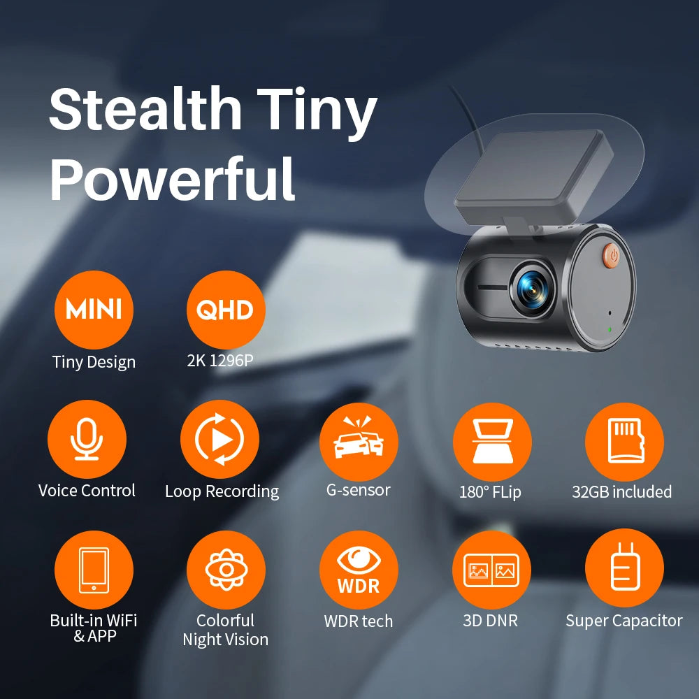 🚗📹 KAWA MINI 3 Gen2 Dash Cam – 2K WiFi Car Camera με Night Vision & Voice Control