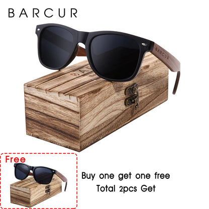🕶️ BARCUR Γυαλιά Ηλίου από Μαύρο Καρύδι – Polarized UV400, Τετράγωνος Σχεδιασμός με Premium Θήκη 🌳✨