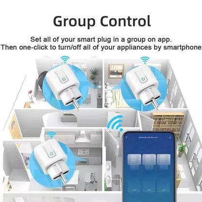 🔌📱 Tuya WiFi Smart Plug EU Socket 16A/20A – Έξυπνη Πρίζα με Power Monitor, Timer & Voice Control ⚡ Συμβατή με Alexa & Google Home