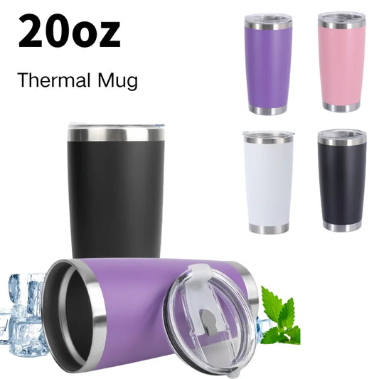 🚗 20oz/590ml Θερμός Κούπα Καφέ & Τσαγιού | Thermo Travel Mug Διπλού Ανοξείδωτου Τοίχου – Hot & Cold Cup