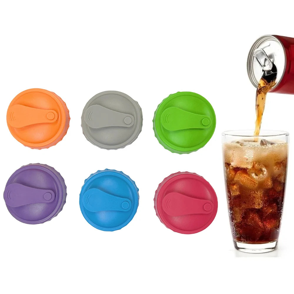 🍹🥤 Σετ 1/6 Καπάκια Σιλικόνης για Κουτάκια Αναψυκτικών & Μπύρας – Αντιδιαρροϊκά & Επαναχρησιμοποιούμενα 💖