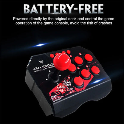 🕹️ GAMINJA 4-in-1 Wired Arcade Joystick | Με Καλώδιο 3M, TURBO Λειτουργία & Μεγάλα Κουμπιά | Συμβατό με Nintendo Switch / Android TV / PS3 / PC