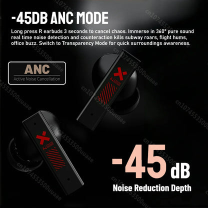 🎧 Zombiescat B10 – -45dB ANC Earbuds with RGB Light & Necklace Design