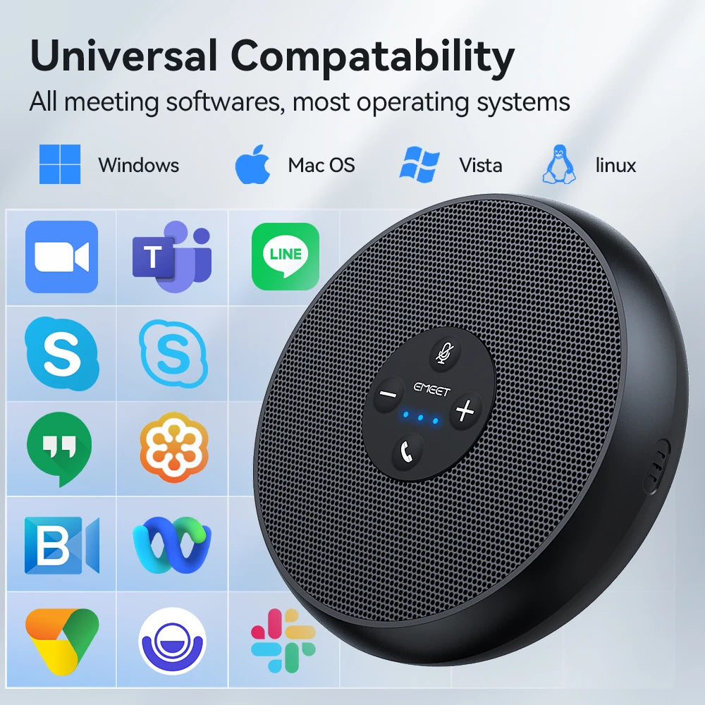 EMEET USB Conference Speakerphone with 2 Microphones & 360° Voice Pickup – for Zoom, Teams & Webex