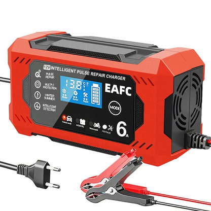 🔋🚗 Smart Battery Charger 12V 6A – Car & Motorcycle with LCD Repair Mode 🚗🔋